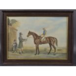 19TH CENTURY ENGLISH SCHOOL Racehorse and jockey scenes, pair of watercolours 12" x 17.25" (30.5cm x