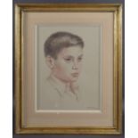 MARY BISHOP (20TH CENTURY) Portrait of a boy. conte crayon, signed and dated 1956, 15.75" x 11.5" (