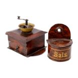 Seltene ROCK & GRANER Kaffeemühle & Mehlmetze, feine handlackierte Maserung, Breite 9 cm, Höhe 6 cm,