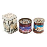 3 Kaufladendosen, um 1900, 2 Nürnberger Lebkuchendosen und seltene Dose ”Hamburger Kaffee-Lager