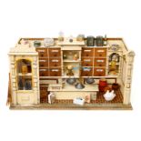Repräsentativer GOTTSCHALK Kaufladen, um 1900, mit Schaufenster, originale Theke,