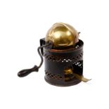 BING Kaffeeröster, mit originaler Messing-Trommel und Brenner, Höhe 9 cm, guter Zustand