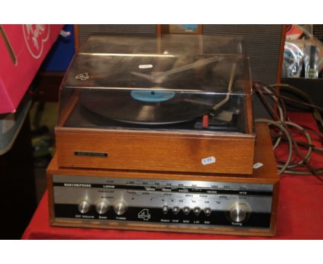 A MARCONIPHONE RECORD PLAYER AND RADIO WITH SPEAKERS