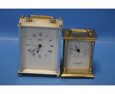 A TWO THOUSAND MILLENIUM CARRIAGE CLOCK TOGETHER WITH ANOTHER  (2)