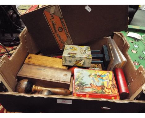 A mixed selection of items to include a 'Chad Valley Pirates Book' money box, Waddington's 'Lexicon' card game, 'Farmers Glor