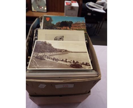 Two boxes of assorted postcards to include architectural, scenic etc