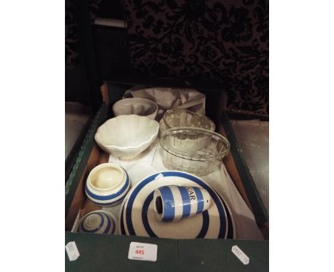 A selection of Victorian and later kitchenalia to include ceramic and glass jelly mould, a T.G. Green sugar sifter etc 