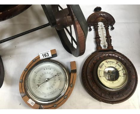 An Edwardian mahogany barometer plus 1 other