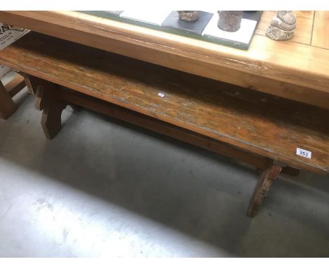 A dark wood bench
