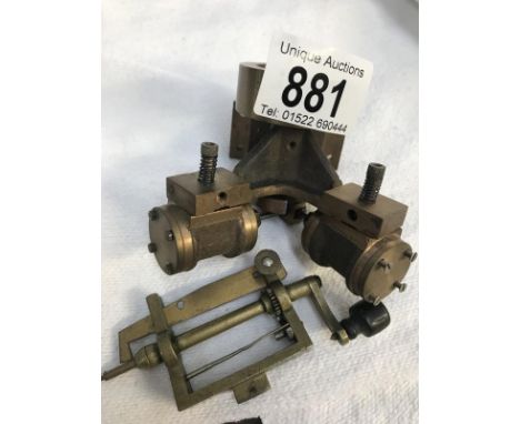 A brass model 'V' twin steam engine part &amp; 1 other items
