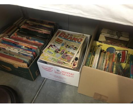 3 boxes of Rupert bear annuals, Beano comics and Giles books