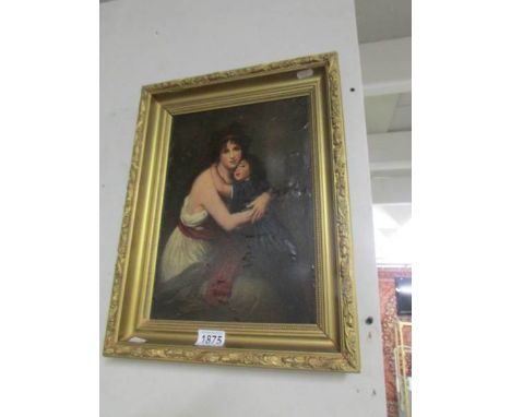 A 19th century oil painting portrait of mother and child. (a copy after the French artist Elisabeth Louise Vigee Le Brun's se