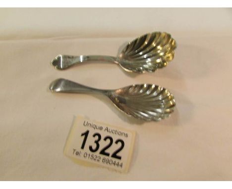2 silver caddy spoons.  32 grams.