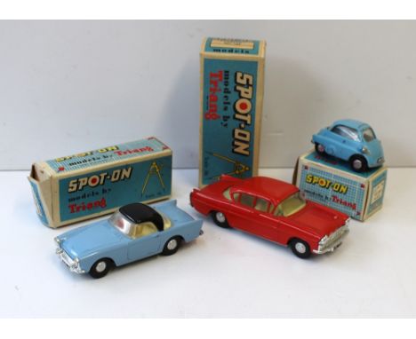 A Tri-ang Spot-On model Vauxhall Cresta No.165 together with a Sunbeam Alpine Hardtop No.191/1 and a B.M.W. Isetta No.118 all