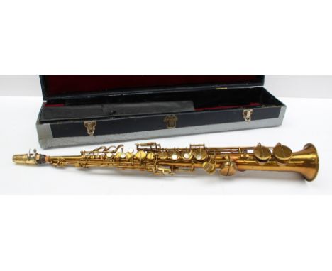 A Hawkes and son brass clarinet, impressed Excelsior Sonorsus Class A No.47623, cased