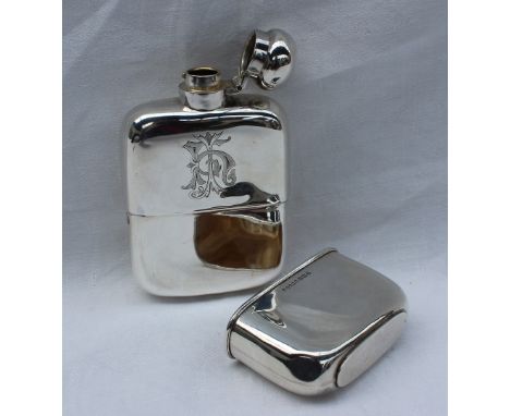 A late Victorian silver hip flask, Sheffield, 1898, approximately 156 grams