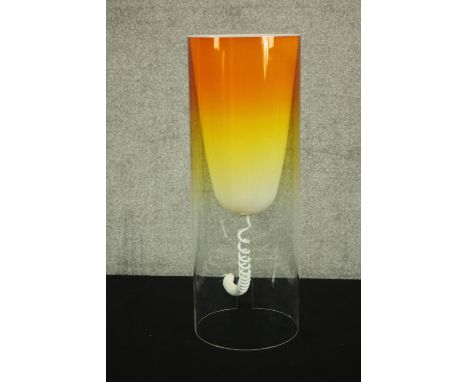 A Ferruccio Laviani designed Kartell lamp in orange finish. 55 cm high and 20cm diameter. 