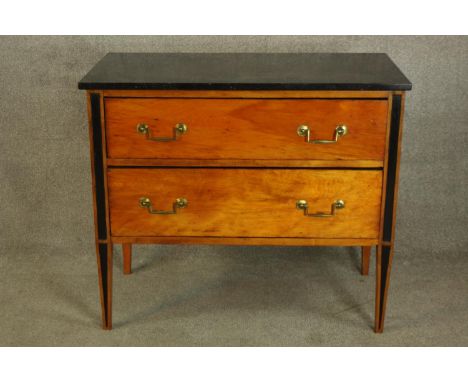Chest commode, 19th century Continental fruitwood and marble. H.78 W.92cm. 