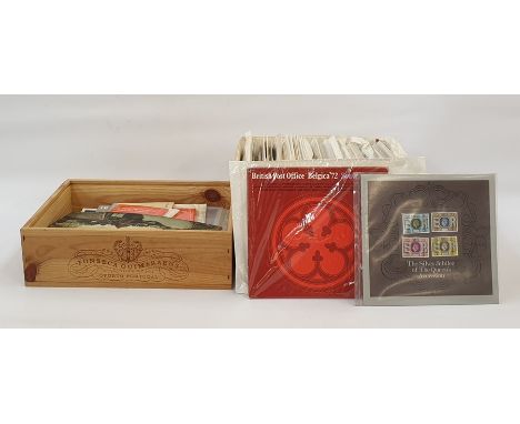 Two boxes of loose stamps and quantity of First Day Covers, Post Office souvenir packs including Belgica 1972 (2 boxes) 