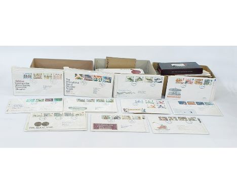 Box of loose stamps and two boxes of First Day Covers (3)
