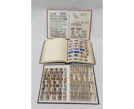 Box of eight albums and stock books with stamps, four albums of PHQ cards plus loose First Day Covers (1 box) 