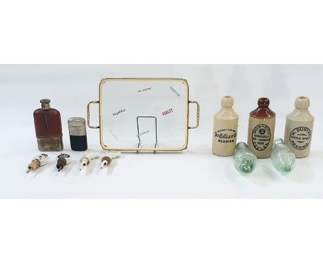 Quantity of breweriana to include Jones brother bottle, Humphries and Holt bottle, stoneware bottles, gilt and glass advertis