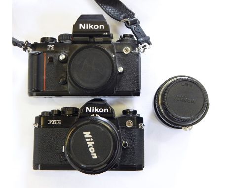 Nikon FM2 camera with lens and a Nikon F3 camera with lens (unattached) (3) 