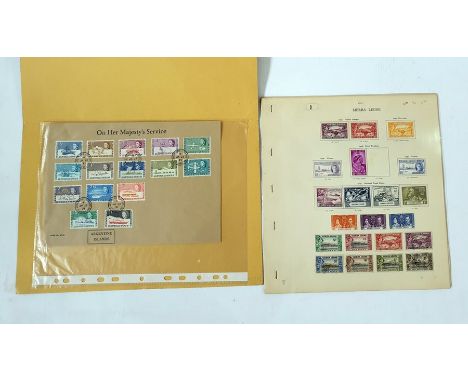 Folders and envelope pages in packets of Tristan da Cuna, Sierra Leone, Leeward Islands, interesting unaddressed OHMS cover w