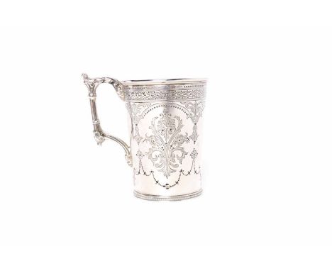 VICTORIAN SILVER CHRISTENING CUPmaker Henry Wilkinson & Co, Sheffield 1871, of tapering circular form with handle, engraved w