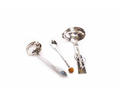 DANISH SILVER SUGAR SIFTERmaker Christian F. Heise (active 1904 - 1932), dated 1913, the handle engraved, 16cm long; together