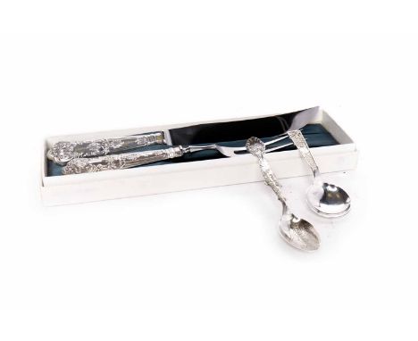 QUEEN'S PATTERN SILVER HANDLED SKEWER AND KNIFEmaker Emile Viner, Sheffield 1965, the knife 17cm long; together with a Sterli