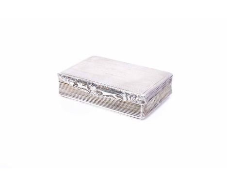 GEORGE IV SILVER SNUFF BOXmaker 'J.W', Birmingham 1826, with engine turned design, central square blank cartouche to hinged l