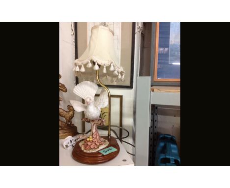 Lamp with Ceramic Dove Underneath. 