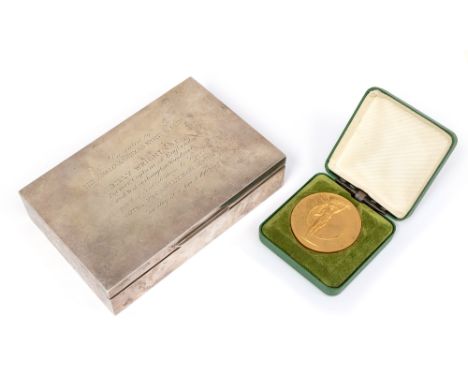 Football: A hallmarked silver cigarette box, presented to Billy Wright, the lid bearing inscription: Presented by The Anglo-A