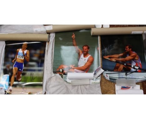 Olympics: A collection of eight signed photographs of various Team GB Olympians, to comprise: Seb Coe, Daley Thompson, Kelly 