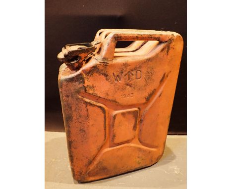 Long Range Desert roup fuel tank dated 1943 with war department broad arrow and scorpion decal 