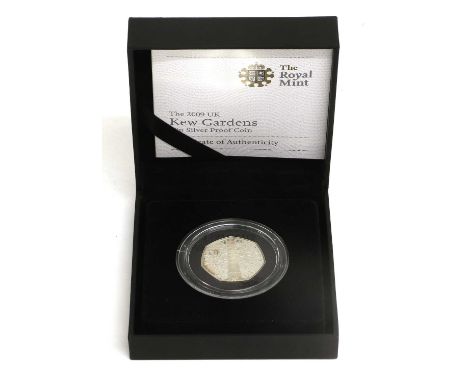 Elizabeth II, 'Kew Gardens' Silver Proof Fifty Pence 2009, encapsulated and boxed with certificate and outer box, some light 