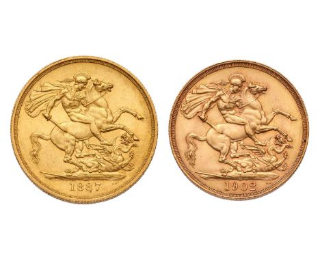 Victoria &amp; Edward VII Double-Sovereign Set, comprising Victoria, two pounds 1887 (Marsh T23, S.3865) a few light contact 