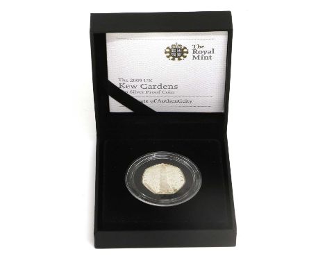 Elizabeth II, 'Kew Gardens' Silver Proof Fifty Pence 2009, encapsulated and boxed with certificate and outer box, some light 