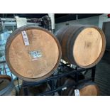 Lot of (2) Wooden Barrels with Barrel Rack | Rig Fee $75