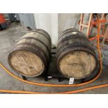 Lot of (2) Wooden Barrels with Barrel Rack | Rig Fee $75
