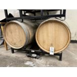 Lot of (2) Wooden Barrels with Barrel Rack | Rig Fee $75