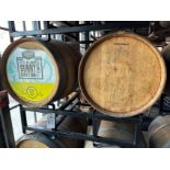 Lot of (2) Wooden Barrels with Barrel Rack | Rig Fee $75