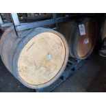 Lot of (2) Wooden Barrels with Barrel Rack | Rig Fee $75