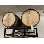 Lot of (2) Wooden Barrels with Barrel Rack | Rig Fee $75