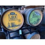 Lot of (2) Wooden Barrels with Barrel Rack | Rig Fee $75