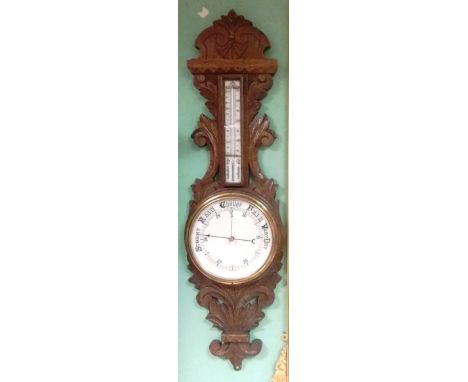 Vict Carved Oak Barometer