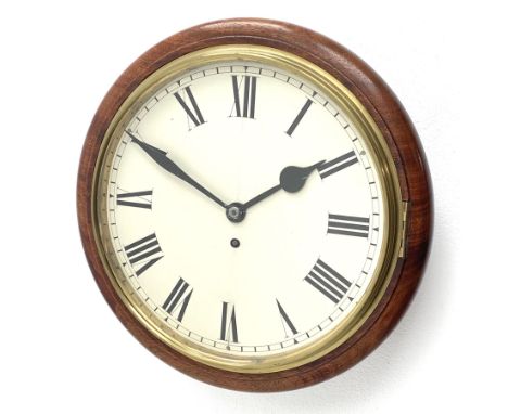 Late 20th century circular mahogany cased dial clock fitted with single fusee movement, Roman dialDimensions: Depth/Diameter: