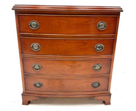 Waring &amp; Gillow cherry bow front chest, moulded top, four cockbeaded drawers, shaped bracket supportsDimensions: Height:&