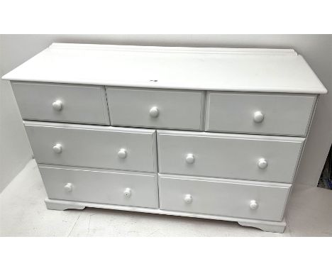 Painted pine chest, three short and four long drawers, bracket supports Dimensions: Height:&nbsp;89cm&nbsp; Length/Width:&nbs